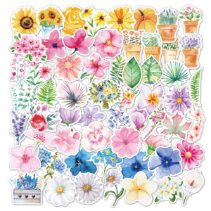 Impermeabile varie serie di fiori speciali a forma di adesivo per laptop skateboard <span class=keywords><strong>guitar</strong></span> <span class=keywords><strong>Kids</strong></span> Stationery Sticker - Product Image 3