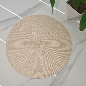 Sets de table ronds en PP tissé à la main de 38 cm, couleur unie, pour salle à manger et cuisine, protection anti-chaleur, dessous de plat, dessous de verre - Product Image 1