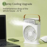 Mini ventilateur USB portable d'été Batterie rechargeable multifonction avec trois vitesses de vent et cinq ventilateurs de table d'humidification