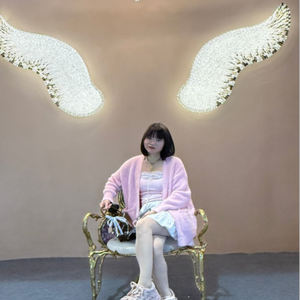 Lámpara de Pared con Partículas de Cristal, Alas de Ángeles, Decoración para Vestíbulo de Hotel, Luces de Pared Exteriores, Brazo Oscilante, Pequeña Luz de Cristal - Product Image 4