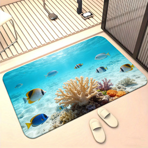 Tapis de sol 3D stéréoscopique effet visuel, en terre de diatomée, pour salle de bain, absorbant l'eau, séchage rapide, tapis d'entrée antidérapant. - Product Image 1