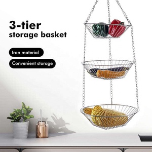 Étagère de rangement à fruits en métal à 3 niveaux avec chaînes pour la cuisine - Product Image 5