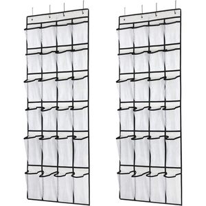 Hanging <b>Shoe</b> Organizer 24 Mesh Pockets Over Door Rack 5+ Layers Multifunction for <b>Shoes</b> Storage White - Product Image 1