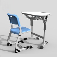 Bureau et chaise d'étudiant réglables en hauteur, bureau collaboratif, mobilier individuel pour étudiant en gros