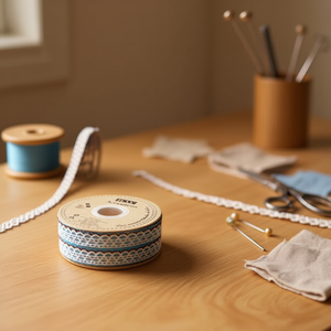 Strisce di pizzo 1,2 cm x 35 m colore caffè per artigianato e cucito - Product Image 2