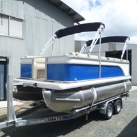 Bateau à pontons en aluminium 17 pieds 90 CV hors-bord, petit bateau de croisière récréatif pour la pêche côtière, les excursions lacustres, les sports nautiques en famille, CE