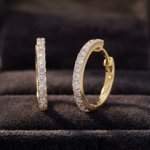 Pendientes de Aro Pequeños Simétricos con Corte Brillante, Chapados en Rodio y Oro Amarillo de 14K, Naturales, para Mujer, Ideales para Fiestas y Moda, Venta al por Mayor - Product Image 1