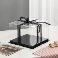 Boîtes à gâteaux carrées en plastique transparent de 14 pouces, de qualité alimentaire, pour fête d'anniversaire de mariage, boîte-cadeau de fleur de gâteau de saint-valentin