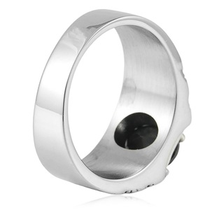 yunnique Stainless Steel <b>Ring</b> With <b>Black</b> Stone Prong Setting Geometric Design Unisex Fashion Jewelry Gift - Product Image 3