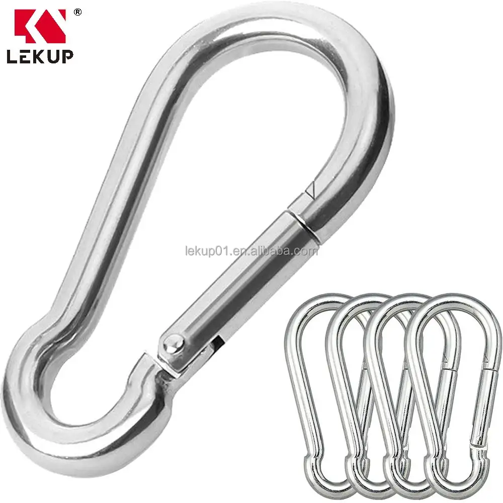 Klip pengunci kait jepret musim semi tugas berat klip karabiner panjat tebing klip Carabiner besar kait jepret baja tahan karat