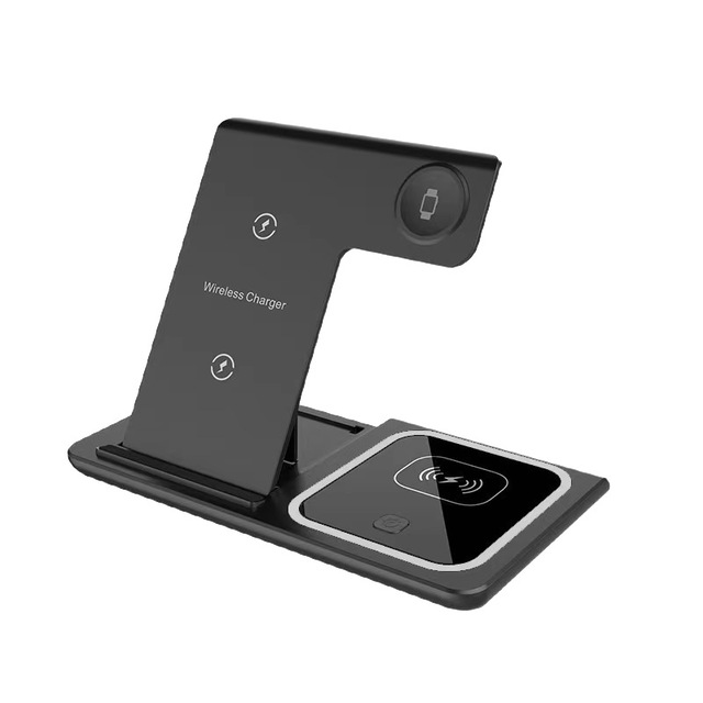 Foldable 3-in-1 Wireless Charger with Night Light 15W Fast Charging Station for iPhone Apple Watch AirPods