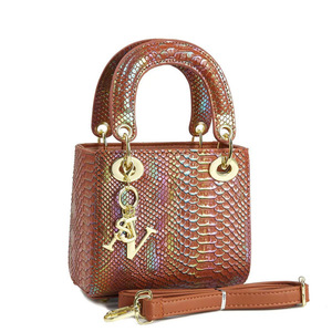 Elegante Bolso de Mano Cuadrado para Mujer con Patrón de Serpiente, Correa Extraíble, Decoración con Logotipo, Material PU, Bolso Cruzado para Uso Diario - Product Image 3