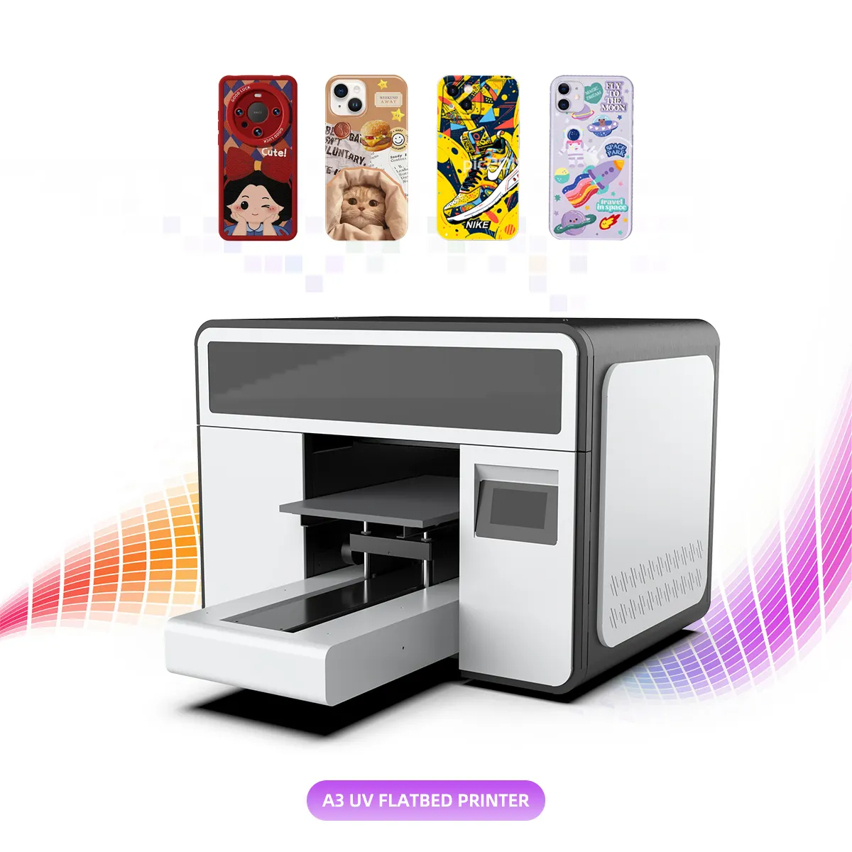 फ़ोन केस यूवी प्रिंटिंग मशीन स्वचालित मिनी प्लॉटर ए3 यूवी फ्लैटबेड प्रिंटर i3200 प्रिंटर इंकजेट यूवी प्रिंटर ए3