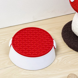 Cross-border round dog slow food bowl with <b>silicone</b> licking pad to prevent tipping, non-slip bottom pet food bowl - Product Image 3