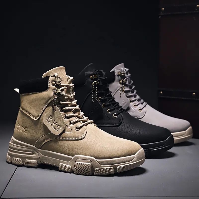 New arrival tooling fashion breathable rubber sole retro men's winter casual boots shoes