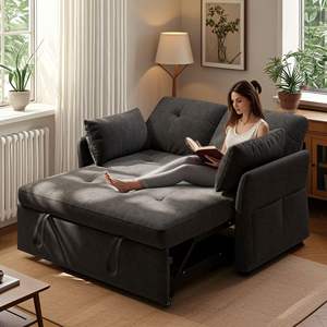 Vente en gros Canapé-<span class=keywords><strong>lit</strong></span> convertible 3 en 1 Dossier réglable Canapé-<span class=keywords><strong>lit</strong></span> en velours Petite <span class=keywords><strong>causeuse</strong></span> Divano Letto Futon Canapés - Product Image 3