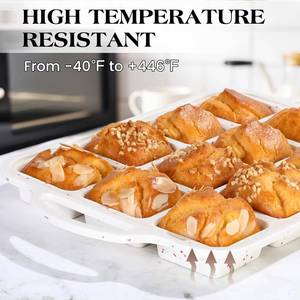 MUYULINS - Molde para Pastel Cuadrado de Silicona con Marco Metálico Reforzado, Antiadherente, Libre de BPA, con Certificación LFGB, para 12 Porciones, Bandeja para Muffins Estilo Americano - Product Image 3