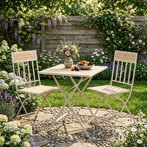 Conjunto de Muebles de Bistró para Exteriores, Plegable, para Patio, Jardín, Balcón, Cafetería, con Estructura de Hierro Compacta, Ahorra Espacio, para Terraza - Product Image 5