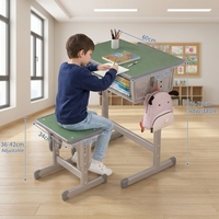Ensemble de bureau et chaise d'école réglables avec étagère à livres et structure métallique pour l'étude à domicile et l'utilisation en classe au quotidien