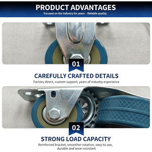 5 Inch Heavy Duty Swivel Caster Wheels <b>Set</b> of 4, Dual Locking Industrial Casters with Brake, PU Wheels <b>for</b> Dolly and Trolley - Product Image 2