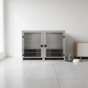 Gabbia per Cani in Acciaio Inox 304 ad Angolo Retto Traspirante per Uso Domestico - Product Image 1