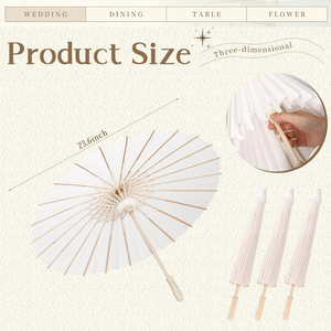 Parapluie en papier de couleur personnalisée 23.6 pouces 32 pouces Parasol en papier huilé fait à la main Peinture bricolage Parapluie décoratif pour mariage DANCIE - Product Image 5
