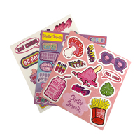 Individuelle Kleine Monster Aufkleber-Bögen in Grün, Cartoon-Design, Wasserfeste Glänzende oder Matte Vinyl-Oberfläche für Kinder-Tablets
