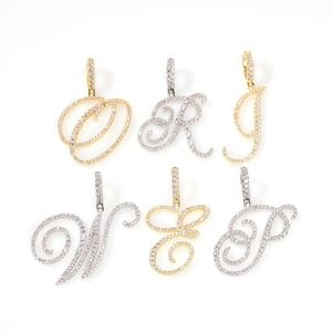 Colgante Personalizado con Nombre en Cursiva, con Diamantes, Chapado en Oro, Letra Inicial, Collar Plateado en Oro y Plata, Personalizado - Product Image 1