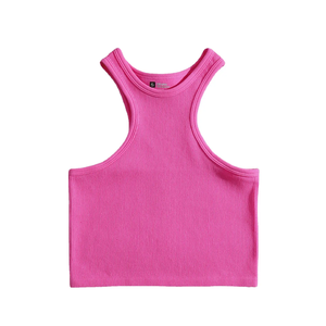 ODM OEM <span class=keywords><strong>v</strong></span>êtements Logo personnalisé femmes débardeur graphique en gros vierge dames <span class=keywords><strong>blanc</strong></span> noir uni basique tricot côtelé haut débardeur - Product Image 4
