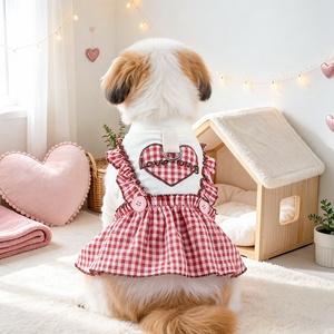 Sevgililer Günü Ekose Kalp Desenli Çift Kıyafetleri Sevimli Eşleşen Köpek Kedi Giysileri Tatil Partisi Kostümü - Product Image 2