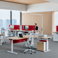Bureau de travail moderne, durable, écologique, modulaire, en bois, électrique, en forme de L, réglable en hauteur, poste de travail assis-debout