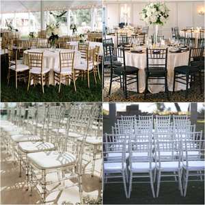 Sillas Chiavari de Resina Plástica Dorada para Decoración de Banquetes y Eventos de Boda - Product Image 4