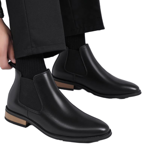 Genuine Leather Flat Ankle Chelsea Boots Anti-Slippery Winter Classy Designers High Cut Dress Shoes Formal for Men - Product Image 1