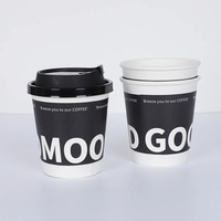 Vaso de Café de Papel Biodegradable de Pared Simple con Impresión de Logotipo Personalizado, de Grado Alimenticio, Negro, con Doble Recubrimiento y Tapas de Plástico