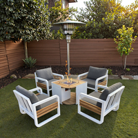 Table extérieure de cheminée en bois de teck de 38 pouces avec canapé