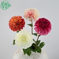 Kedatangan Baru Bunga Dahlia Sutra Besar 57cm Dekoratif Satu Tangkai Warna Champagne Peach Putih untuk Dekorasi Hotel dan Pernikahan