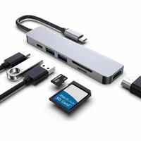 Base de Conexión Tipo-C 6 en 1 de Aleación de Aluminio con Puerto LAN 2.1, USB 3.1/3.0, Lector de Tarjetas SD y TF, Hub USB Multifunción