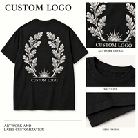 T-shirt Oversize en Coton 240 GSM Personnalisé pour Commande en Gros, Motif Vintage Couronne de Chêne et Soleil Imprimé au Dos, Style Streetwear