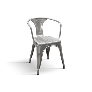 Chaise en métal avec dossier, lot de 4, gris, pour usage intérieur et extérieur, chaise de bar - Product Image 1