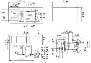 इनलेट मॉड्यूल प्लग 5A फ्यूज स्विच पुरुष पावर सॉकेट 10A 250V 3 पिन IEC320 C14 जुड़ा टर्मिनल Crimps और तारों - Product Image 2