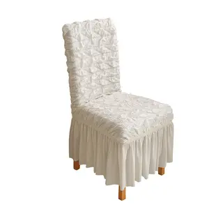غطاء كرسي مطاطي عالي الجودة مع تنورة لأثاث غرفة الطعام أغطية ناعمة لكراسي 6 حزم