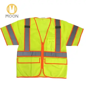 高可见安全带口袋高能见度建筑工程反光阻燃处理网眼短袖衬衫