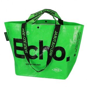 Bolsa de Compras Reutilizable Grande con Logotipo Personalizado, Impermeable, Laminada, de Polipropileno Tejido, con Cierre de Cremallera y Bolsillo Interior para - Product Image 1