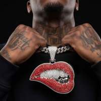 Nouvel Arrivage Collier Pendentif Bouche en Argent Sterling et Moissanite, Style Hip Hop Luxe Iced Out, Motif Lèvres Rouge et Blanc, pour Spectacles de Rap