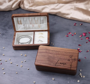 Scatola <span class=keywords><strong>Portagioie</strong></span> in <span class=keywords><strong>Legno</strong></span> per Donne, Custodia da Viaggio e Regalo per Damigelle, Elegante Scatola Portaoggetti in <span class=keywords><strong>Legno</strong></span> <span class=keywords><strong>di</strong></span> Noce, Regalo per Lei, Magazzino USA - Product Image 3