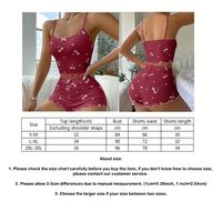Ensemble pyjama à bretelles imprimé cerises pour femme – Pyjama confortable et extensible, motif cerises mignonnes, haut à bretelles et short assorti