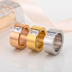 Diamond <b>Rings</b> <b>Titanium</b> Steel Princess Cut Geometric Banquet Jewelry Men's <b>Ring</b> Gold Silver Rose Gold - Product Image 1