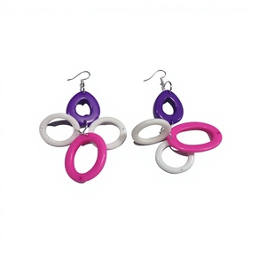 Boucles d'oreilles pendantes géométriques en résine plaquées or, style bohème, pour femme, bijoux de fête et de mariage - Product Image 4