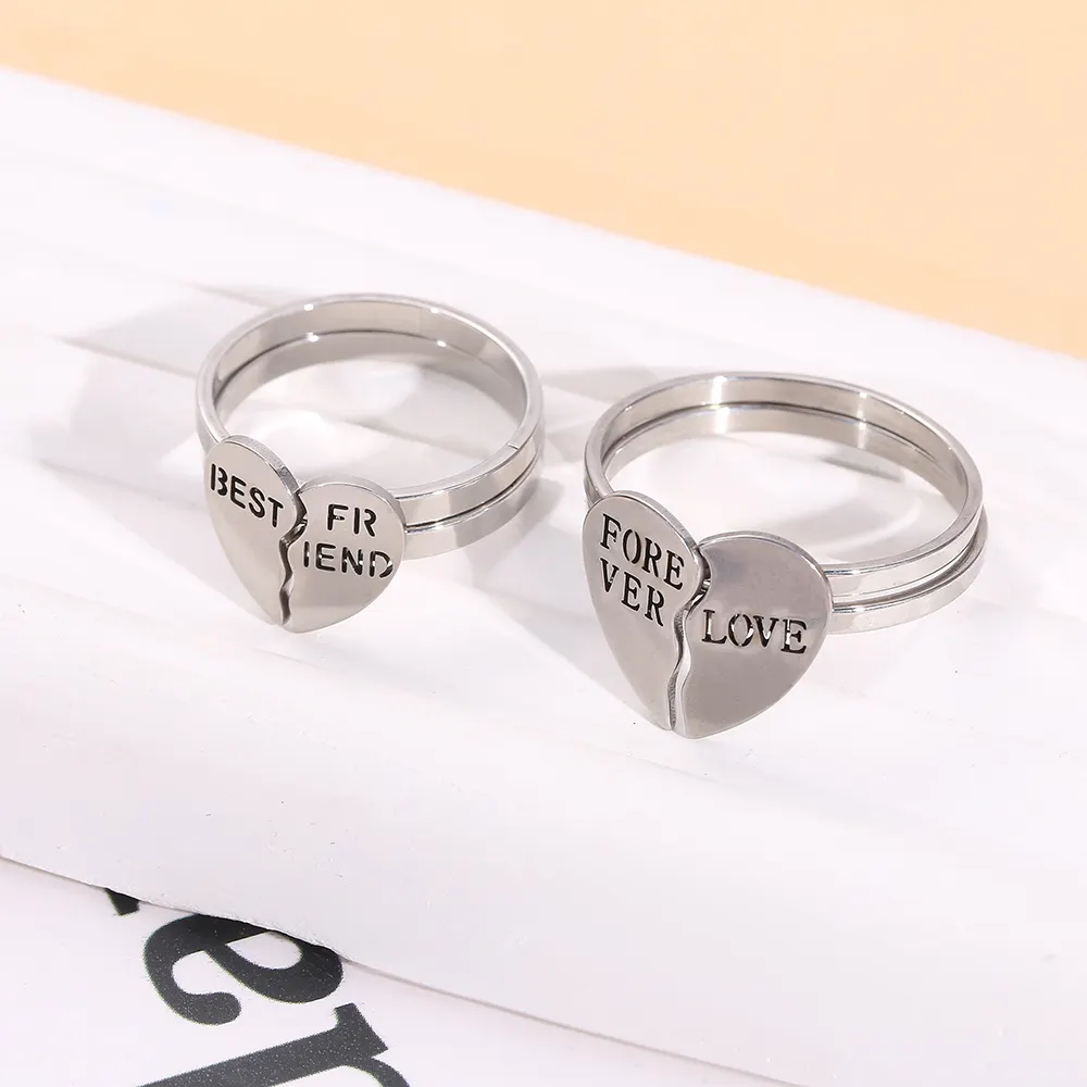 Classic Love Rings Custom Stainless Steel Men And Women Rings Romantic Heart Ring Couple