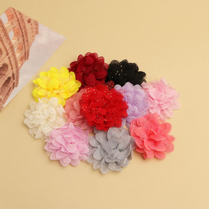 Fleur en mousseline de soie maillée 6 cm, faite à la main, pour accessoires de cheveux et vêtements, collection Printemps 2024, origine Jinhua - Product Image 1